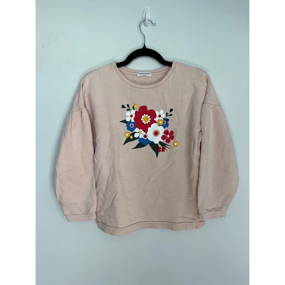 Sonia‎ Rykiel Paris Sweatshirt Girls 12Y Pink Floral Graphic Puff Sleeve